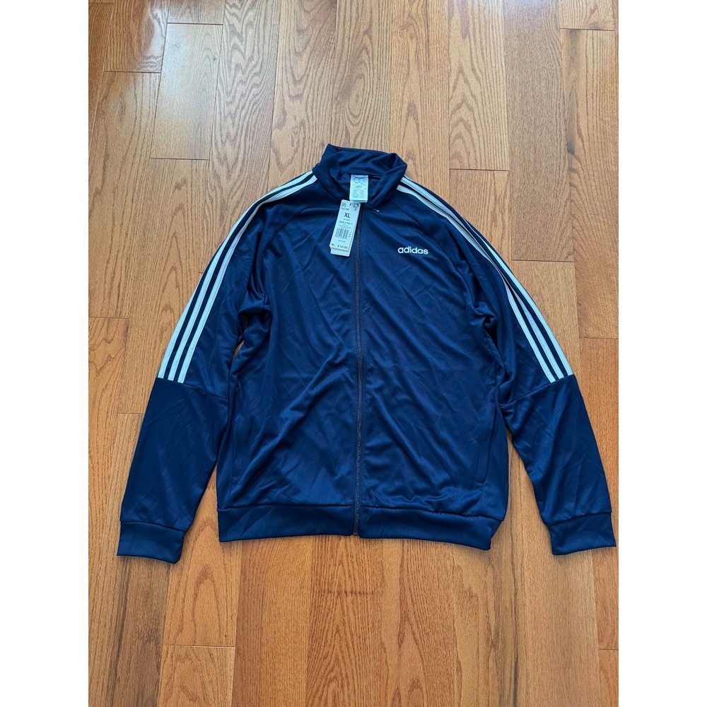Mens Adidas Navy Blue Striped Tracksuit Football Jacket Size XL NWT